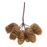 Suspension de Noël - Sujet branche & Pommes de pin dorés - 13cm