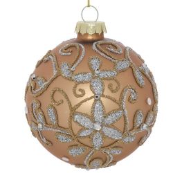 Boule de Noël en verre - Arabesque dorée - D8cm