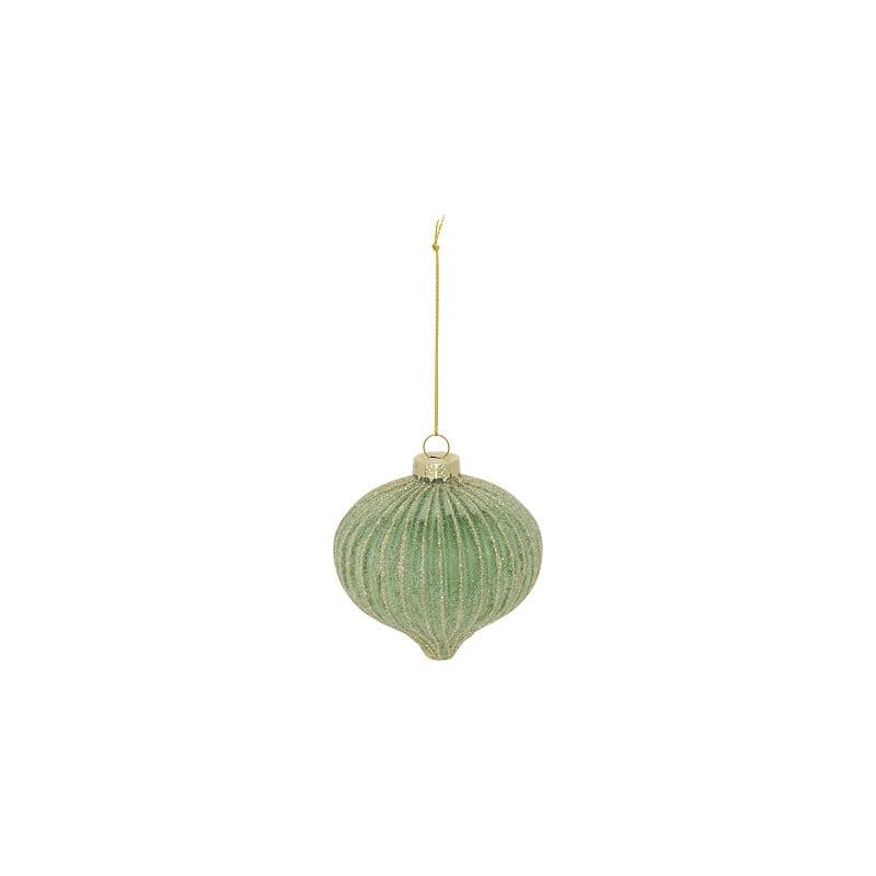 Boule de Noël en verre - Oignon vert givré - D8cm