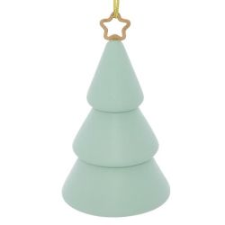 Suspension de Noël en bois - Sujet Sapin Etoile 3D vert - 10cm
