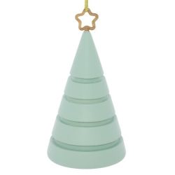 Suspension de Noël en bois - Sujet Sapin Etoile 3D vert - 10cm