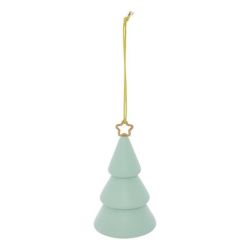 Suspension de Noël en bois - Sujet Sapin Etoile 3D vert - 10cm