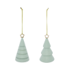 Suspension de Noël en bois - Sujet Sapin Etoile 3D vert - 10cm