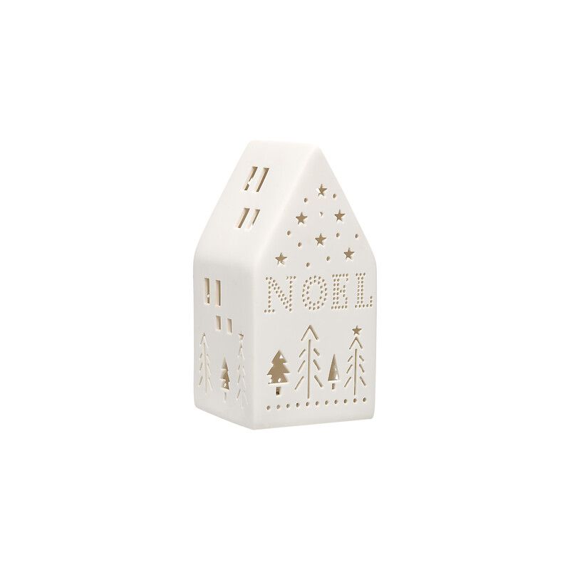 Décoration lumineuse LED en céramique - Maison de Noël - H18cm