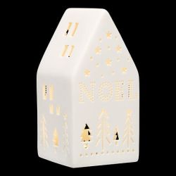 Décoration lumineuse LED en céramique - Maison de Noël - H18cm
