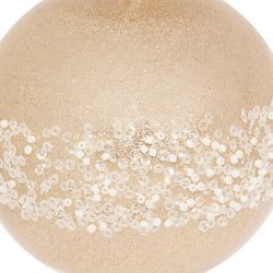Boule de Noël en polystyrène - Pailletée et perles dorées - D10cm
