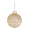Boule de Noël en polystyrène - Pailletée et perles dorées - D10cm