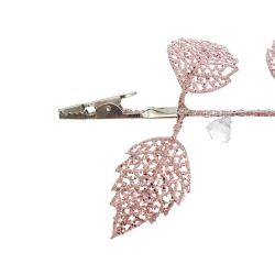 Suspension de Noël - Sujet Branche & perles roses - 16cm