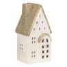 Maison lumineuse LED en céramique blanche - H16.8cm
