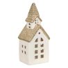 Maison lumineuse LED en céramique blanche - H16.8cm