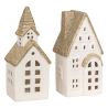 Maison lumineuse LED en céramique blanche - H16.8cm