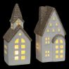 Maison lumineuse LED en céramique blanche - H16.8cm
