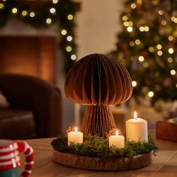 Champignon origami en papier marron - H25cm