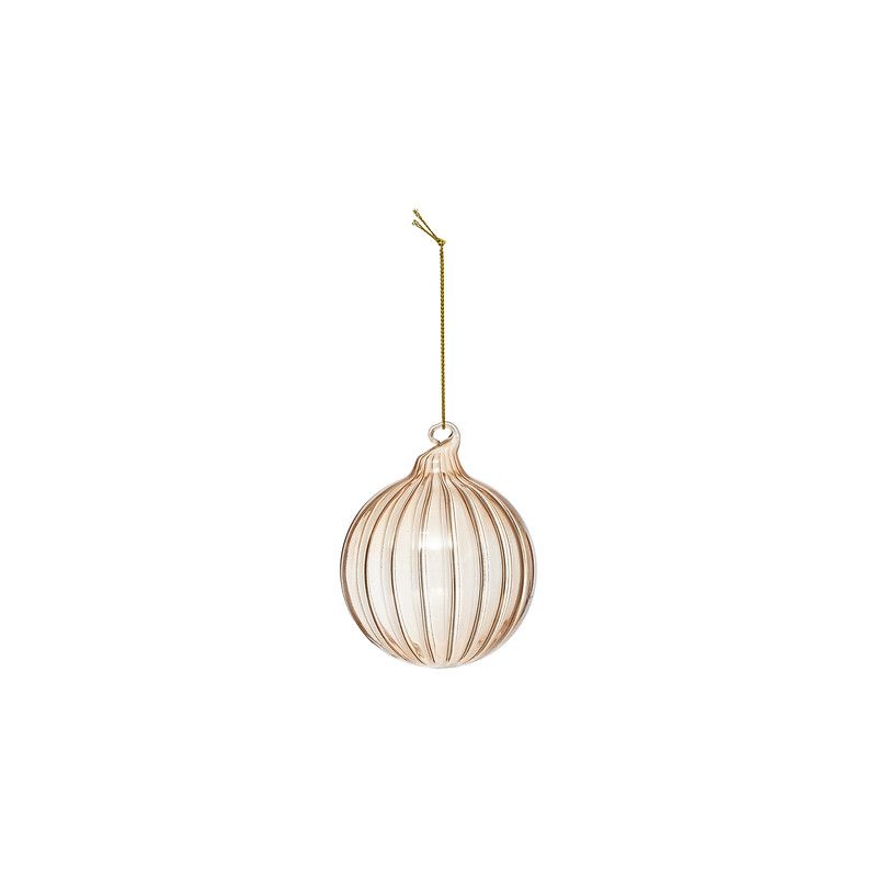 Boule de Noël en verre - Striée marron - D7.5cm