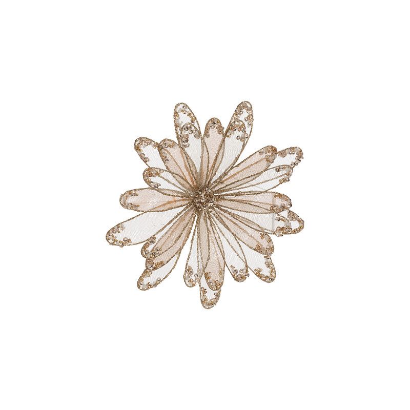 Suspension de Noël - Sujet fleur Dahlia doré - H20cm