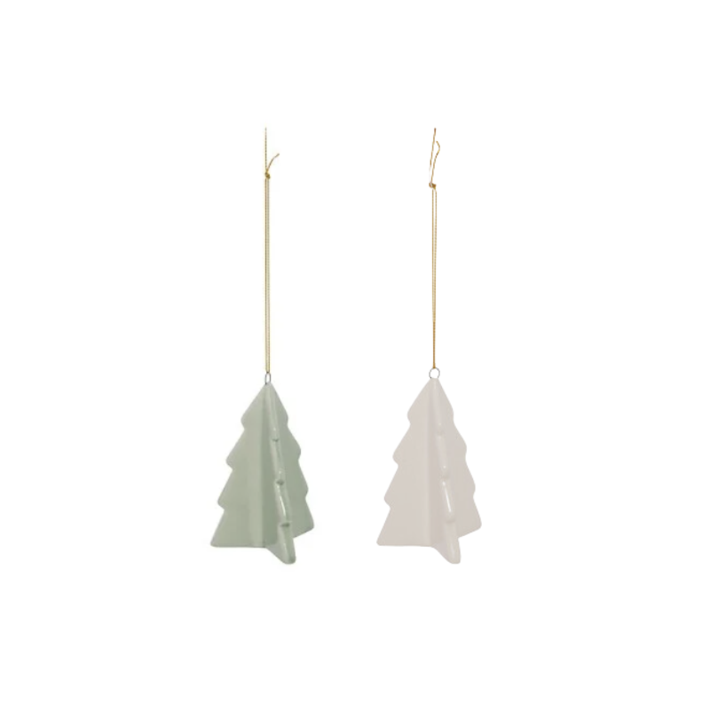 Suspension de Noël - Sapin en céramique blanc OU vert - H9cm