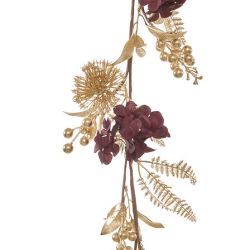 Guirlande de Noël - Baies & Fleurs dorées - 150cm