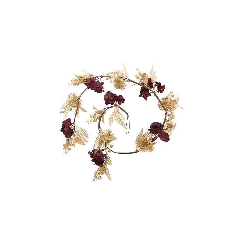 Guirlande de Noël - Baies & Fleurs dorées - 150cm