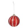 Boule de Noël en verre - Rayures rouges - D8cm