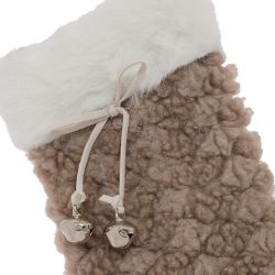 Suspension de Noël en tissu - Botte Fourrure marron OU écru - 21cm