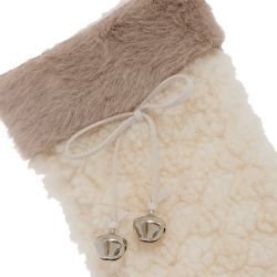 Suspension de Noël en tissu - Botte Fourrure marron OU écru - 21cm
