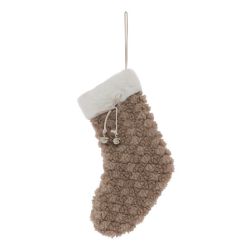 Suspension de Noël en tissu - Botte Fourrure marron OU écru - 21cm