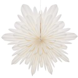 Suspension de Noël en papier - Fleur Origami blanche - 50cm