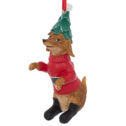 Suspension de Noël en résine - Chien pull de Noël - 10cm