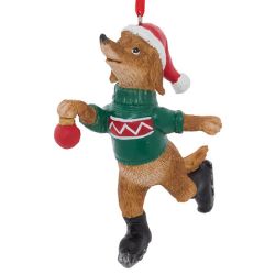 Suspension de Noël en résine - Chien pull de Noël - 10cm
