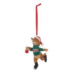 Suspension de Noël en résine - Chien pull de Noël - 10cm
