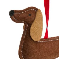 Suspension de Noël en feutrine - Teckel Coeur 13cm