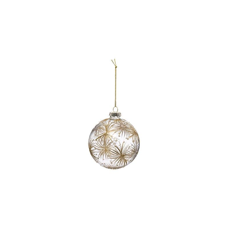 Boule de Noël en verre - Motif Fleur doré - D9cm