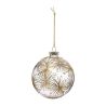 Boule de Noël en verre - Motif Fleur doré - D9cm