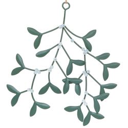 Suspension de Noël en métal - Gui vert - 14cm