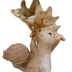 Suspension de Noël en résine - Hérisson OU Ecureuil feuille doré - 10cm