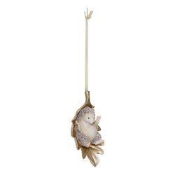Suspension de Noël en résine - Hérisson OU Ecureuil feuille doré - 10cm