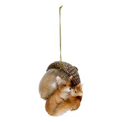 Suspension de Noël en résine - Gland & Renards OU Champignons & Hérissons - 10cm