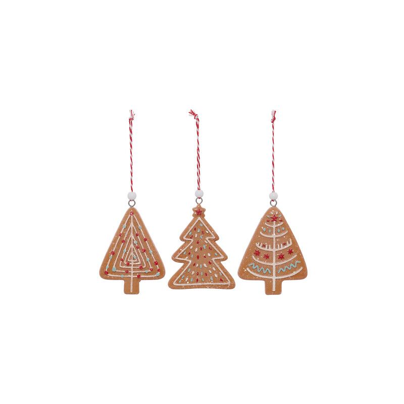 Suspension de Noël en résine - Set de 3 Sujets Biscuits de Noël - 8cm