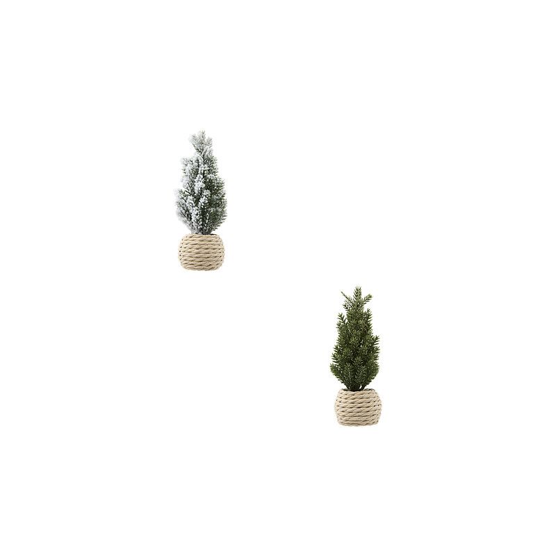 Sapin branches vertes OU enneigées en pot corde - H15cm