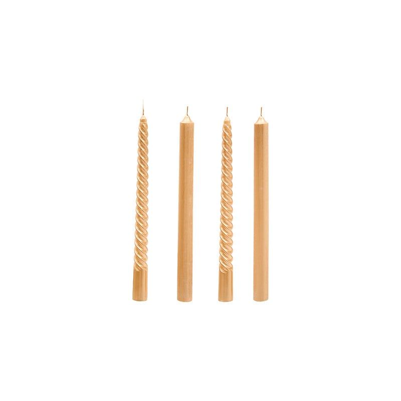Set de 4 Bougies Bâtons droites et torsadées pailletées - Bronze - 48g