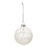Boule de Noël en verre - Fleur et Branche blanches - D8cm