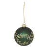 Boule de Noël en verre - Branche de gui verte - D8cm