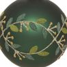 Boule de Noël en verre - Branche de gui verte - D8cm