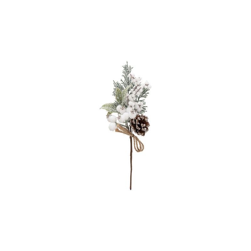 Suspension de Noël - Sujet branche baies blanches - 24cm