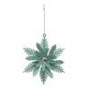 Suspension de Noël - Sujet fleur strass en plastique vert - 12cm