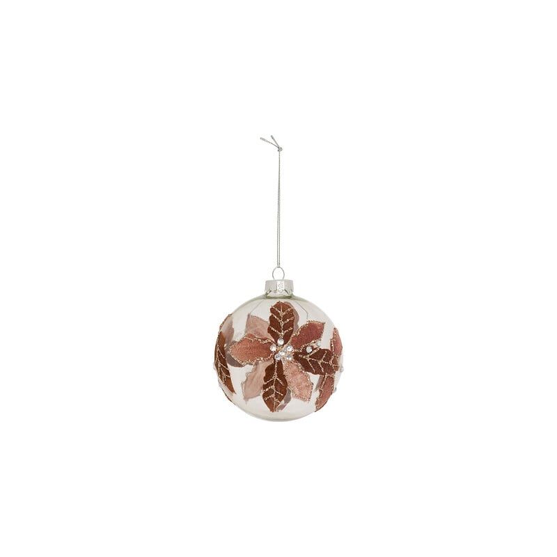 Boule de Noël en verre - Couronne feuilles - D8cm