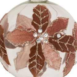 Boule de Noël en verre - Couronne feuilles - D8cm