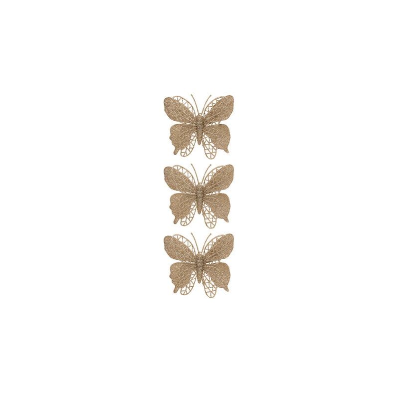 Suspension de Noël - 3 Sujets papillons dorés - 10cm