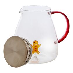 Théière Nelya en verre et en inox - Gingerman ou Sapin ou Sucre d'orge ou Couronne de Noël
