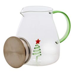 Théière Nelya en verre et en inox - Gingerman ou Sapin ou Sucre d'orge ou Couronne de Noël